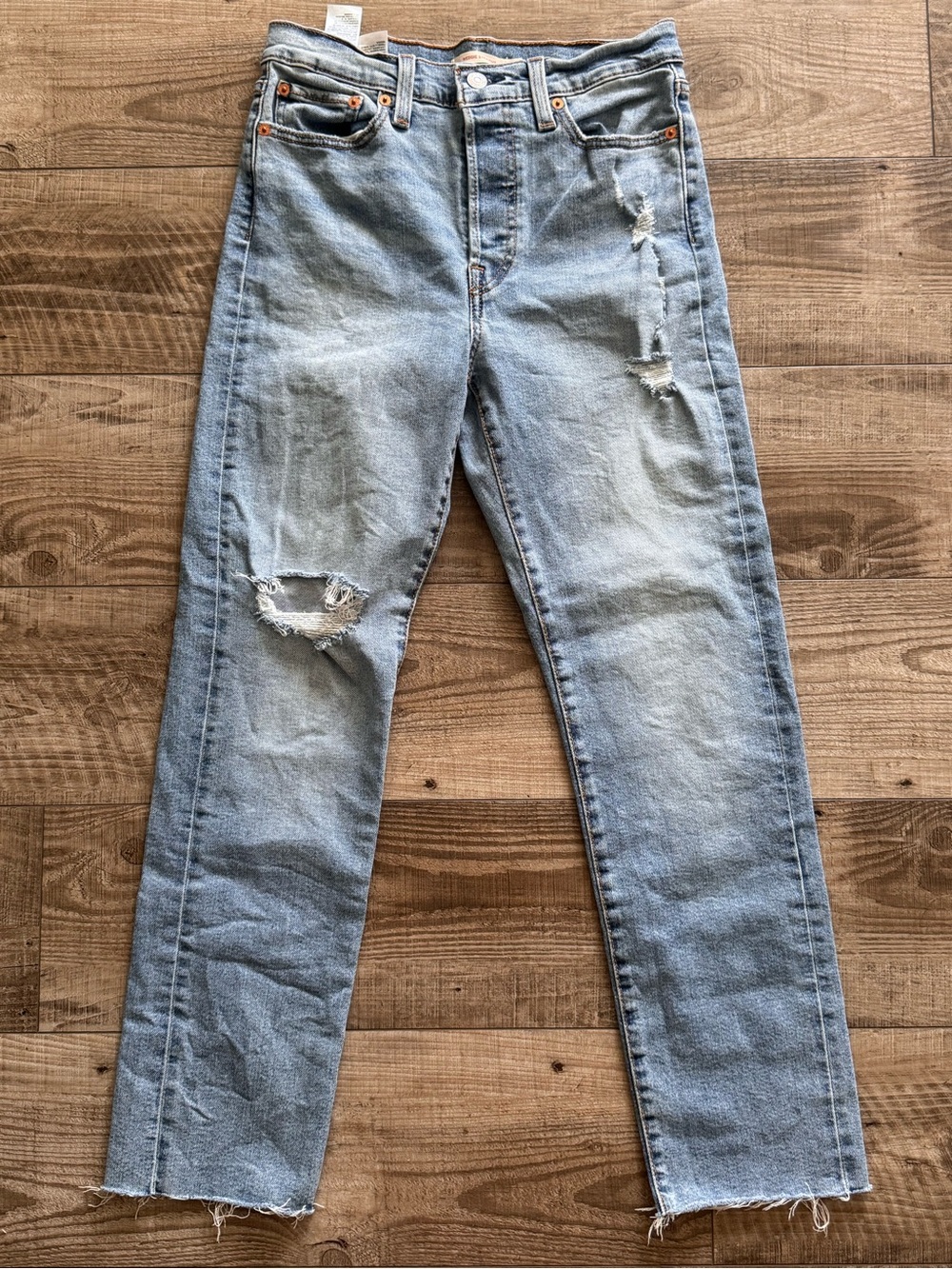 Levi's Light Blue Slim Straight Distressed Jeans